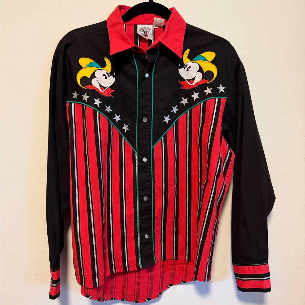 Vintage 90s Cowboy Mickey Western Snap Front Shirt